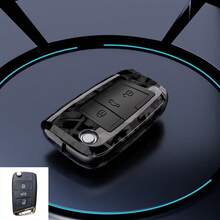 1个通用碳纤维汽车钥匙遥控器保护套，耐用ABS外壳，兼容高尔夫7 MK7、途观MK2、西雅特Ateca、Leon FR、Ibiza、Octavia - 时尚配件 - 碳纖色 - 查看 6