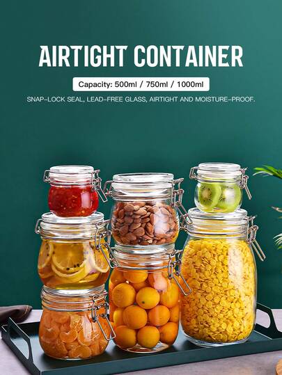 1 件玻璃密封罐/罐，腌菜/咸菜罐，蜂蜜罐，糖储存罐，密封罐，空瓶，500ml/750ml/1000ml，适合家庭使用