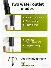 Kitchen Sink Faucet Pull Out Sprayer 360° Swivel Single Handle Single Hole Mixer Tap - 黑色 - 查看 3