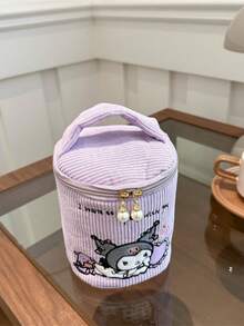 Sanrio 1 szt. Sanrio New Cartoon Kuromi Duża pojemność wiaderko do makijażu Przenośna torba na drobne w kształcie serca dla dziewczynek Torba do przechowywania kosmetyków