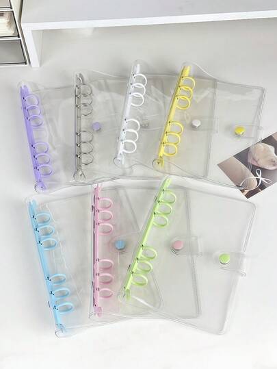 A6 Clear Loose-Leaf Cover, Sticker Book, Seal, 3D Sticker Storage, 6-Ring PVC Notebook Set, DIY Diary