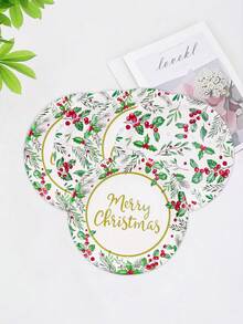 10pcs/20pcs/50pcs Christmas Paper Plates With Holly Leaves Red Berries 9 Inch Berry Dinner Plate 7 Inch Cake Plates For Xmas Holiday Wedding Birthday Merry Christmas Green And Red Party Supplies Decor - Multicolor - View 6