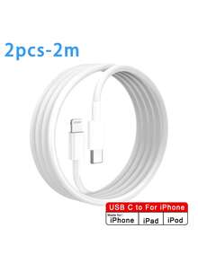 PD 快速充电器线，USB Type-C 转 Lightning，纯铜线芯，兼容 14 13 12 11 /Mini Pro XR Xs Max X SE 8 7 6 Plus/iPad /iPod Nan 快速充电 MFi 认证 - 白色 - 查看 13