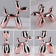XIAOMAGG Pink Balloon Dog Decor,Balloon Animal Shelf Decor Preppy Room Decors,Cute Statue Home Decors, Bedroom Modern Sculpture Desk,Office Gold Decorations Small Figurines - ColorF - 查看 4