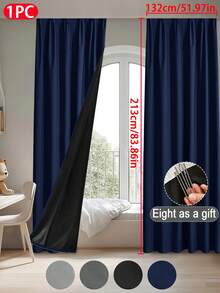 1片纯色经典简约涤纶遮光窗帘，挂钩设计，遮光防晒，适用于客厅、卧室、书房、窗户及房间装饰，轻盈透气，100%涤纶纯色面料，现代设计，黑色衬里，四季皆宜，适合居家及日常使用。 - 彩色 - 查看 22