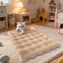 1 Stück cremefarbene Kunstfell-Plüsch-Haustier-Matte, dekorative Bodenauflage, Kissen/Langflor/Superweiches/Warmes/Ganzjahres/Haustierfreundliches/Süßes Tier Schlafkissen/Haustier-Bett-Deko, Haustier-Zubehör, Innen-Haustier-Accessoires, Mode-Haustier-Accessoires/Maschinenwaschbar/Tier-Kissen/Für Haustierbesitzer/Kleine Haustiere/Wohndekoration/Herbst-/Winterdekor-Grundausstattung