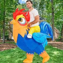 1件成人公鸡角色扮演充气服装动物动漫服装套装狂欢节万圣节派对服装男女通用 - 藍色 - 查看 5