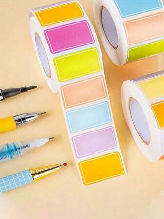 500 pezzi/1 rotolo di etichette adesive impermeabili e colorate - Etichette adesive vibranti per organizzare, etichettare e personalizzare, forniture scolastiche, ritorno a scuola