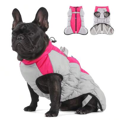 Un nuovo abbigliamento per animali domestici per autunno e inverno, vestiti per cani spessi e riflettenti, cappotto caldo per cani, abbigliamento per animali domestici.