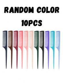 Set de 10 piezas/8 piezas/5 piezas/3 piezas/2 piezas/1 pieza Peine de dientes finos, herramienta profesional de peluquería para hacer pelucas, separar el cabello, arreglar y usar en el salón y en casa - Multicolor - Ver 8