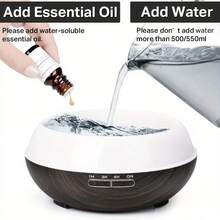 18.6-Ounce Large-Capacity Smart Aroma Diffuser, Remote Control And 7-Color LED Wood Grain Humidifier, Including 6 Kinds Of Home Office Essential Oils - Multicolor - View 6