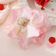 1pc Rose Flower Hair Claw, Boho Chic Slouchy Vibe Hair Clip, Bohemian Style Bun Accessory For Everyday Wear Winter Hair Clutch Elegant Claw Clips