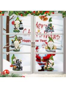 1PC Christmas Room Decor, Home Decor Cartoon Garden Gnome Decor Wall Sticker Faceless Old Man Window Sticker