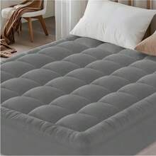 Thick Quilted Mattress Pad - Ultra-Fluffy Soft Topper With Breathable Fabric, Machine Washable, Foldable, 8-10cm Thick, Ideal For Home And Hotel Use, Hotel Mattress Topping | Quilted Texture | Machine Washable Cover, Mattress Pad - Gray - View 2