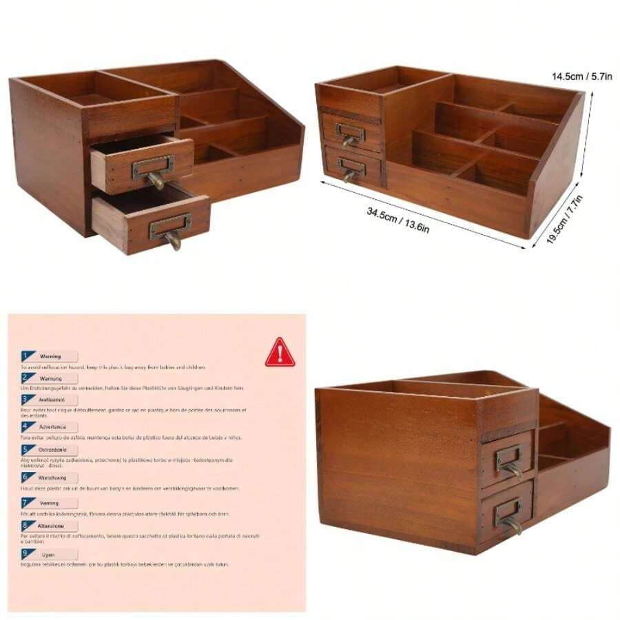 - Organizador de maquillaje de madera rstica con cajones, organizador superior, exhibicin de joyas - inicial - Ver 1