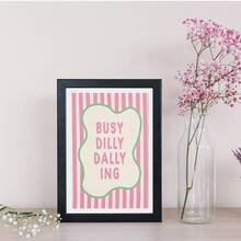 1幅无框忙碌闲逛粉白条纹不对称绿色轮廓墙艺术印刷海报，现代家居装饰，适用于客厅、卧室、公寓、宿舍房间装饰|房间装饰|趣味海报|墙面印刷品|礼品创意 - 彩色 - 查看 3