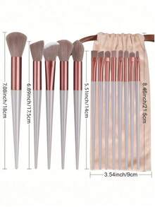 13Pcs Makeup Brush Set Soft Fluffy Professional Cosmetic Foundation Powder Eyeshadow Blending Make Up Brush Beauty Tool With Bag Makeup Sponge Beauty Gift For Makeup Beginner Brown Random Color,Makeup Tools With Soft Fiber For Easy To Carrying