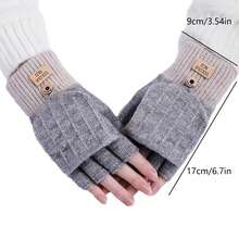 1 Pair Casual Street Style Half Finger Flip-Top Gloves, Warm Knitted Touchscreen Gloves For Cycling And Outdoor Activities - Half-finger Flap Gloves - View 13