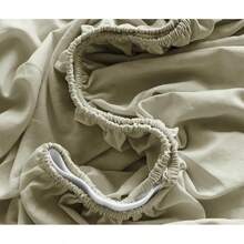 Almaya: Juego de Sábanas de Microfibra Suave de Lujo con Doble Cepillado / 1800 Hilos de Alta Calidad y Bolsillo Lateral para Accesorios (Azul Cielo, King Size) - Pistacho - Ver 6