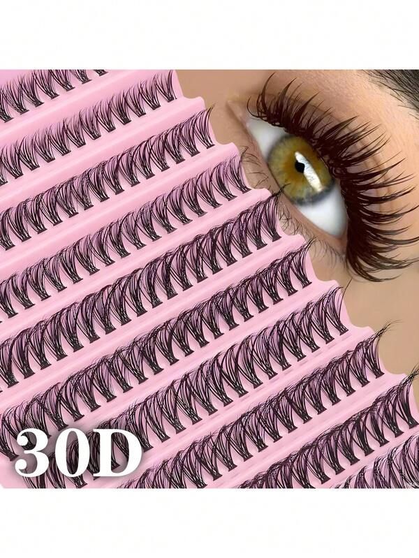 DIY Eyelash Extension Kit 200pcs Individual Lashes Cluster D Curl, 8-16mm Mix Lash Clusters With Lash Bond And Seal And Lash Applicator Tool For Self Application At Home