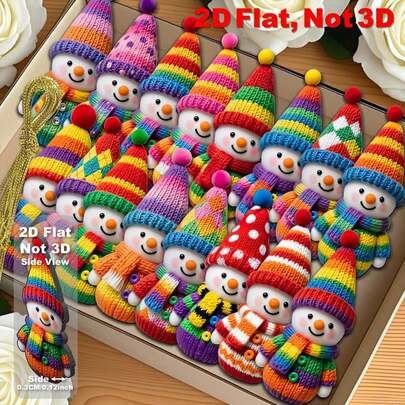 16pcs Color-Coded Knitted-Style Snowman Wooden Ornaments - Christmas Tree Pendants, Wall & Tree Decor, Vibrant Colors For Holiday Home, Party Favors & Gifts, 2D Flat, Christmas Ornaments For Tree, Snowman Party Favors, Christmas Tree Decorations, Christmas Tree Ornaments, Decoration For Christmas Tree
