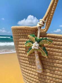 Summer Beach Themed Beaded Pendant With Starfish Palm Tree Sea Turtle And Other Animal Designs Suitable For Vacation Beach Seaside (Rope Color May Vary Between Batches) Bag Accessories Beach Bag Beach Accessories,Bead,Inlaid Bead,Handmade Nail Beads - 彩色 - 查看 2