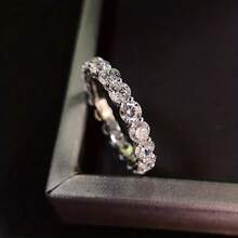 Hypoallergenic Luxury Shiny Silvery Ring With Synthetic Stone Rows, Perfect For Daily Stacking & Party Wearing In Autumn And Winter, Ideal Gift For Girlfriend On Valentine's Day, Claim My Daily Gift, Local Warehouse, - bạc - Xem 12