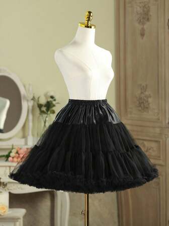 1pc Versatile Lolita Cotton Candy Cloud Tulle Petticoat, Soft Bone-Free Crinoline Underskirt, White Pettiskirt, Tutu Skirt, Cosplay Petticoat, Suitable For Halloween