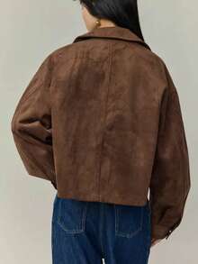 Chaqueta y forro polar retro para mujer, otoño/invierno - Marrón - Ver 5