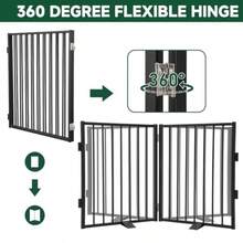 Snagle Paw Full Metal Freestanding Dog GateIndoor Pet Gate With Floor Protect Port Feet 40x32Inches Foldable Dog Fence For Stairs Hallways And Doorways 32'' H 2 Panel Black - 黑色 - 查看 3