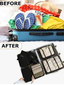 1 set da 8 borse per organizzare i bagagli da viaggio, borse organizer multifunzionali per vestiti, cubi per l'imballaggio dei bagagli, set pieghevole per ordinare i vestiti, borsa multifunzione portatile, adatta per biancheria intima, scarpe, coperte, elettronica, cosmetici, articoli da viaggio, forniture per il ritorno a scuola, necessità per il dormitorio, in materiale in poliestere resistente all'usura e impermeabile, con grande capacità