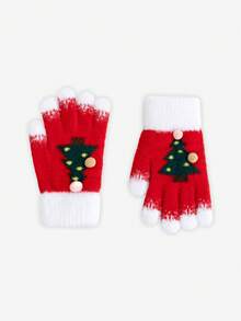 1 Pair Unisex Fashion Christmas Tree Pattern Touchscreen Gloves, Autumn/Winter Warm Accessories, Suitable For Everyday Wear In Autumn And Winter, Great As Christmas Gift Snow Gloves - Multicolor - View 14