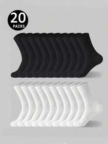 5/10/20 双装加厚黑白男士冬季袜子，时尚休闲舒适，适合户外运动、跑步、健身，压缩膝袜，商务休闲假日黑白长筒袜，圣诞节、感恩节、新年节日礼物（加厚款），适合鞋码 (35-39/39-42) - 彩色 - 查看 8