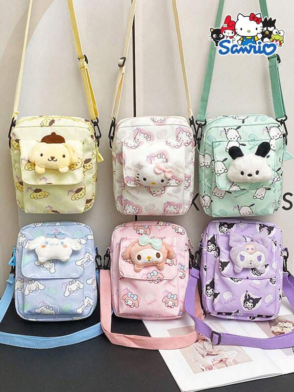 Sanrio 1 PC Sanrio Print Cartoon Cute Hello Kitty Children'S Shoulder Bag Kulomi Casual Simple Versatile Crossbody Coin Purse