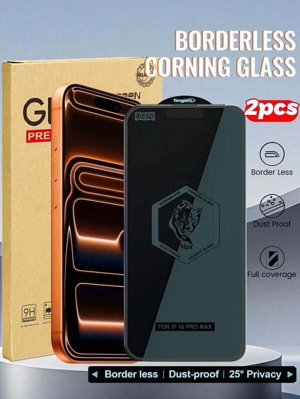 1 pieza Protector de pantalla antivaho de aleación de aluminio de cobertura completa con protección de privacidad para iPhone 17/17 Pro/17 Pro Max/17 Air/16/16 Pro Max, sin marco con red antipolvo incorporada, fácil instalación