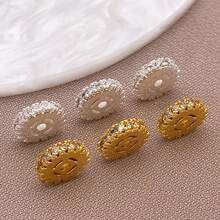 2/3/5 件 18K 镀金黄铜扁平圆形微密镶方晶锆石圆珠圆珠水钻隔珠适用于 DIY 手链项链珠宝制作用品 - 彩色 - 查看 6