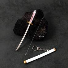 1pc Realistic Japanese Samurai Sword Keychain, Anime Sword Sheath Weapon Model Keyring, Unisex Backpack, Luggage, Car And Wallet Key Chain Decoration