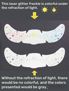 6 Blatt Glitzer Sommersprossen Gesichts-Tattoo mit Herzen, Sternen, Punkten, wasserfeste Regenbogen-Glitzer Sommersprossen, holografischer Glitzer temporärer Tattoo Aufkleber für Musikfestivals, Dates, Proms, Partys, Make-up Accessoires