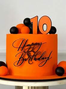 1个生日快乐蛋糕装饰插牌，蛋糕装饰，亚克力蛋糕装饰，适用于生日派对、烘焙用品、烘焙装饰、烘焙用品、蛋糕用品、节日礼物、厨房家具必备品 - 黑色 - 查看 1