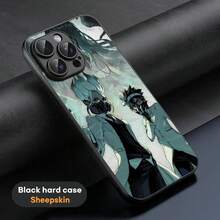 Dr.STONE Anime Senkuu Phone Case Cover Compatible With  16 15 14 13 12 11 Plus Pro Max Limited Edition Black Hard Case Sheepskin Cover Compatible With  17 Case,  17 Pro Case,  17 Pro Max Case