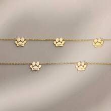 Custom Paw Print 1-4 Names Necklace, Personalized 304 Stainless Steel Animal Theme Jewelry, Elegant & Cute Necklace For Daily Wear And Gifting, Perfect Christmas Gift - Multicolor - View 7