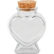 50ml Empty Clear Glass Heart-Shaped Bottle With Cork Stopper Decorative For Wedding DIY Art Craft Single Piece Glass Vial For Event Decor - 預設 - 查看 1
