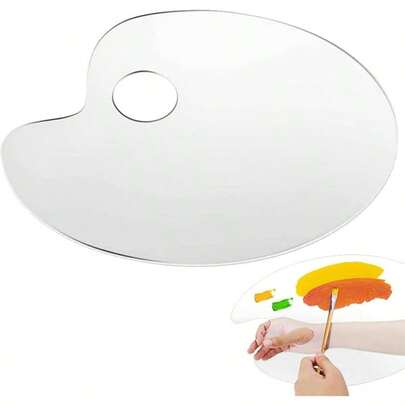 Paleta Pintura Paleta de Pintura acrlica para Artistas, 30x 20, Transparente, Ovalada, Paleta Transparente Antiadherente, Pintura al leo Transparente, fcil de Limpiar, 1 Unidad Blanco