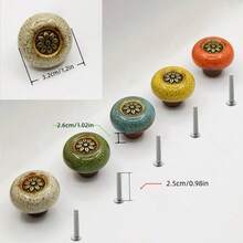 Vibrant Leopard Ceramic Round Cabinet Knob - Durable Single Hole Pull With Easy-To-Install Hardware For Wardrobes, Drawers, Wine Coolers - Stylish Vanity Handle (Available In A Variety Of Colors)