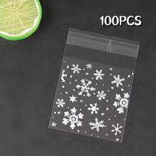 100/200pcs Snowflake Self-Sealing Bags - Durable Polypropylene Clear Plastic Envelopes With White Snowflake Print For Gift Wrapping, Holiday Cards, Small Business Packaging , Christmas Gift Bags - Multicolor - View 4