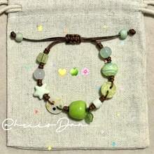 Halloween Adjustable Ceramic Apple, Planet, Starfish, Flower Elements, Ceramic, Flow Material Combination Cute Bracelet Perfect For School Season, Birthday, Christmas, New Year And Valentine'S Day Gifts, Give To Family And Friends, All Scenes, Halloween, Christmas Outfit Gifts - 青蘋果 - 查看 2