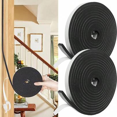 Cinta de sellado de espuma, JASUVII Sellado Puerta Ventana, Burlete autoadhesivo de goma de neopreno para puertas y ventanas, Insonorización, puerta corrediza (12mm x 3mm x 20m)