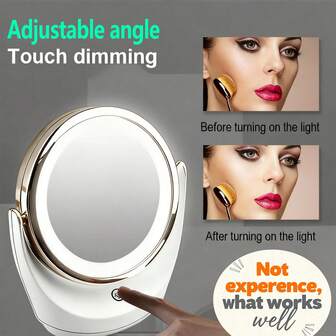 1X-5X Magnification 360 Degree Rotation Portable Double Sided Desktop Intelligent With Light Makeup Mirror