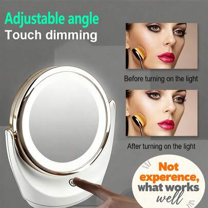 AXH 1X-5X Magnification 360° Rotating Portable Double-Sided Lighted Vanity Makeup Mirror