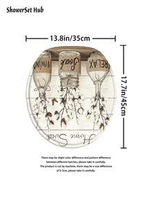 Set de perdele de duș retro cu fluture și sticlă, 1/3/4 buc, accesorii impermeabile și rezistente la uzură, cu 12 cârlige - include husă pentru scaun de toaletă, covorașe de baie și covoare - țesătură din poliester antiderapantă - lavabilă - perfectă pentru decor de sărbători, decor pentru casă/dormitor/casă/vest, decor de Crăciun